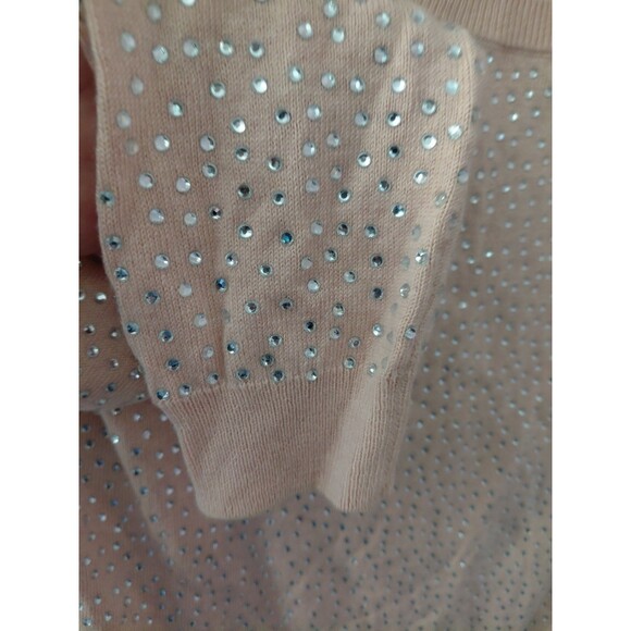 Boston Proper Sweater Women’s XS Light Pink Embellished Rhinestone Pullover - Picture 3 of 11